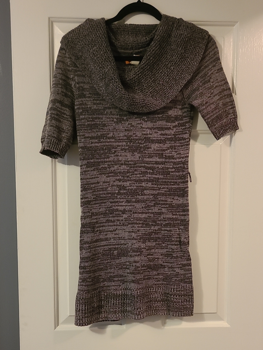 Mudd Gray Marled Short Sleeve Cowl Neck Sweater Dress